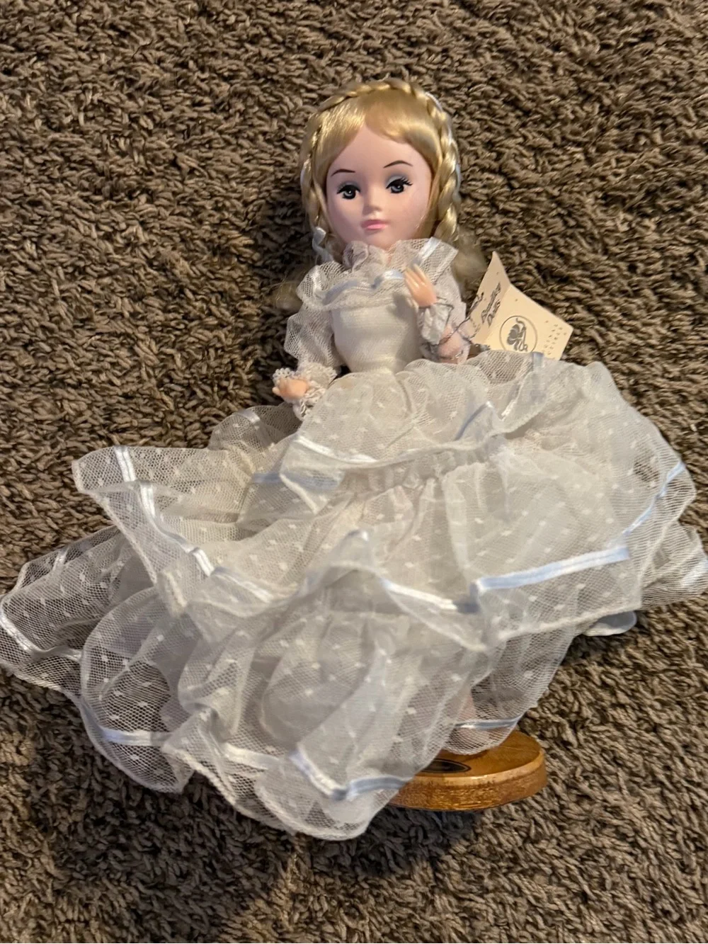 Blonde White Princess Doll in Layered Tulle Gown